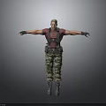 3D Male Figure In Red Vest Camouflage Pants With Arms Outstretched And Black Boots