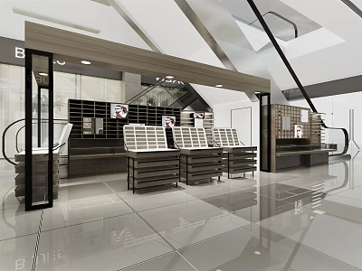 Modern Retail Store Interior Design With Display Shelves Counters And Bright Lighting 3d model