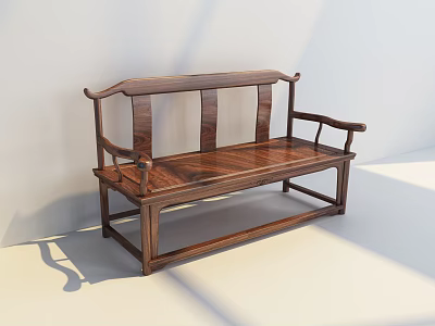 Traditional Solid Wood Leisure Chair With Armrests And Slat Backrest Design 3d model