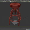Black Adjustable Bar Stool With Round Padded Seat And Spiral Metal Frame
