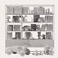 Modern Multi Tiered Bookcase With Books Toys Decorative Items And Storage