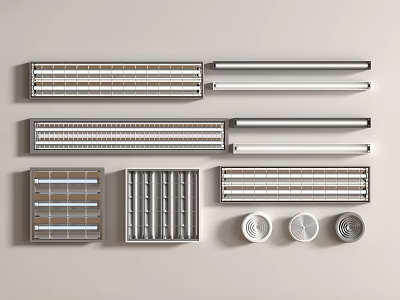 Modern Grille Lights With Various Designs Different Grille Patterns And Mounting Accessories 3d model