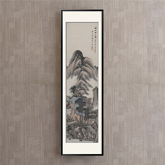 New Chinese Landscape Painting Black and White Hallway Landscape 3d model