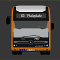 Orange And White Megabus With Large Windows And Double Doors Design