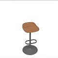 Modern Brown Bar Stool With Black Base On Light Colored Floor And Shadow Effects 3d model