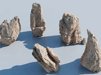 Natural Rough Stones and Wood Pieces for Creative Decorative Projects 3d model