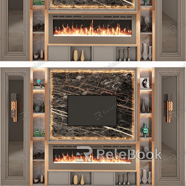 Light Luxury TV Background Cabinet model