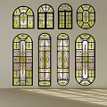 French window decorative glass window 3d model