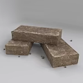 Brown Floor Bricks Stacked With Small Gravels On Gray Background