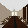 Modern Elevator Hallway Interior With Marble Floor Wooden Panels And Light Walls
