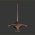 Standing Fictional Creature Character With Orange Ears Patterned Body And Outstretched Arms