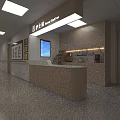 Rehabilitation Center Lobby With Wooden Reception Desk Modern Lighting And Wall Art