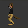 Yellow Cartoon Animal Character With Brown Fur Black T shirt And White Lower Garment