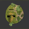 Fairy Tale Cottage Miniature Model With Green Mossy Roof Garden Flowers Trees Pathway And Car