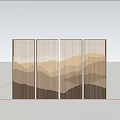 Modern Wooden Room Divider With Vertical Slats And Mountain Pattern Design