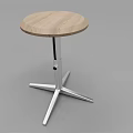 Round Wooden Seat Bar Stool With Adjustable Chrome Metal Cross Base