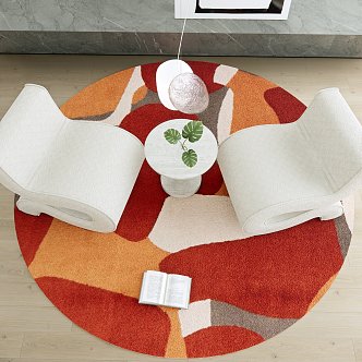 Modern Casual Sofa Combination Round Carpet 3d model