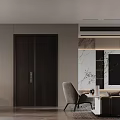 Modern Living And Dining Room Interior With Sofa Armchair Astronaut Decor And Wine Rack