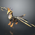 Game Film Mythical Dragon Character With Gold Black Horns Wings Ornate Details