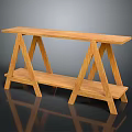 Wooden Furniture With A Frame Legs And Two Tier Shelves Simple Design