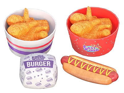 Hamburger Fast Food Hot Dog Sausage Food Fried Chicken Grilled Chicken McDonald's KFC 3d model
