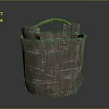 Decorative Ornament Set Wooden Bucket With Woven Handle For Rustic Home Decor