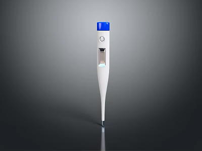 Accurate Digital Medical Thermometer With Blue Top White Body And LCD Display For Temperature Measurement 3d model