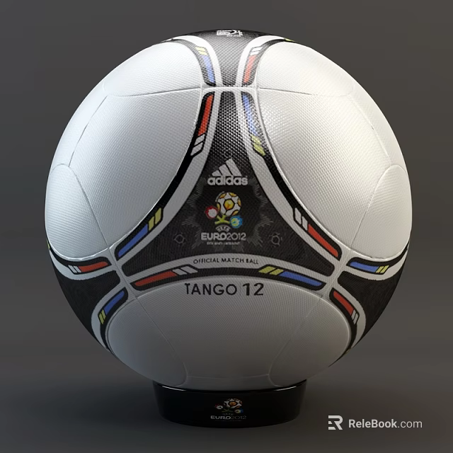 Adidas TANGO 12 Soccer Ball Sports Equipment Featuring EURO 2012 Colorful Patterns 3d model 