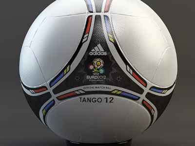 Adidas TANGO 12 Soccer Ball Sports Equipment Featuring EURO 2012 Colorful Patterns 3d model