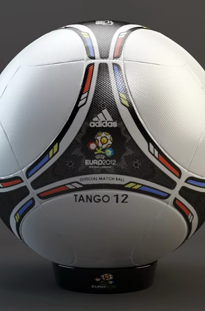 Adidas TANGO 12 Soccer Ball Sports Equipment Featuring EURO 2012 Colorful Patterns 3d model