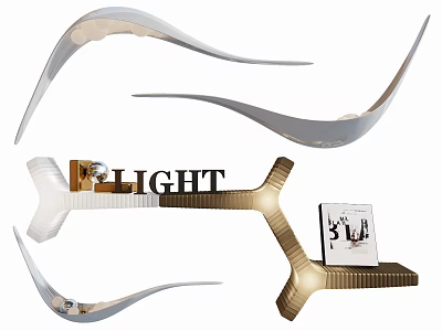 Modern Curved Wall Lamps With White And Gold Finish And Sculptural Design Lighting 3d model