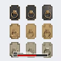 Decorative Square Base Ring Design Handles with Patterns in Gold Gray Beige for Home Furniture