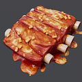 Juicy Grilled Ribs Glazed With Rich Sauce And Seasoned Bits On Top