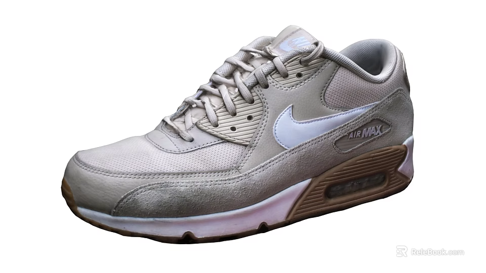 Light Gray Nike Air Max Sneakers With Mesh Upper White Logo And Stylish Sole 3d model 