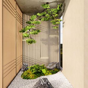 Modern garden courtyard landscape sketch 3d model