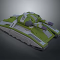 Green and Gray Modern Tank 3D Model With Turret And Tracks Design