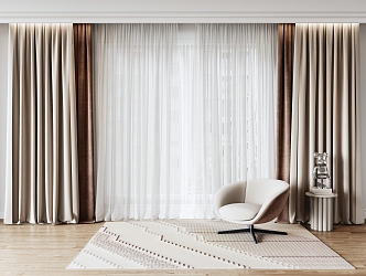 Modern Curtain Window Screen 3d model