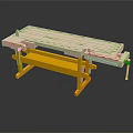Professional Workbench Equipment With White Tabletop Yellow Frame And Adjustable Clamps