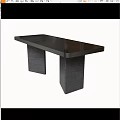 Modern Dining Table With Square Wooden Legs And Smooth Dark Surface 3d model