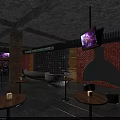 Modern Bar Interior With Neon Lighting Bar Counter High Stools And Screens
