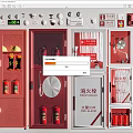 Comprehensive Fire Equipment Display Featuring Fire Cabinets Extinguishers Hydrants Hoses Helmets And Axes