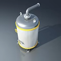 Industrial Stainless Steel Storage Tank with Swing Door and Yellow Stripe Top Pipe