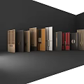 Various Modern Double Doors Featuring Different Color Designs And Decorative Handles 3d model