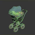 Baby Stroller Design With Blue Frame Green Plaid Canopy And Gray Seat