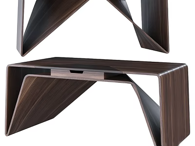 Modern Wooden Desk With Unique Geometric Leg Structure And Drawer 3d model