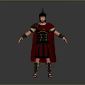 3D Render Of Roman Legionary In Traditional Armor With Red Cape And Plumed Helmet
