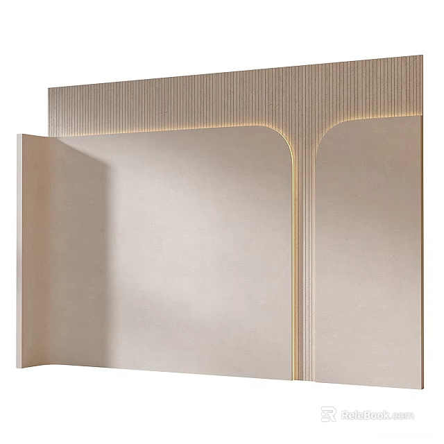 Modern Minimalist Wall Design With Linear Patterns Built in Lighting And Curved Panels 3d model 