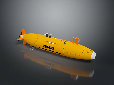 Yellow REMUS Autonomous Underwater Vehicle Featuring Technical Equipment And Structure 3d model
