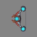 Sci Fi Energy Bow With Three Blue Glowing Cores And Red Mechanical Accents