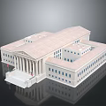 Detailed Classical Building Model With White Facade Columns Steps And Symmetrical Design